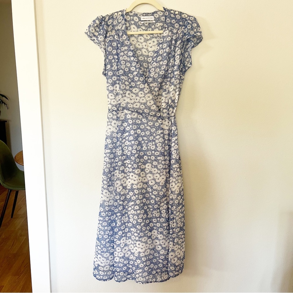 Urban Outfitters Blue and White Floral Wrap Dress Women’s Medium